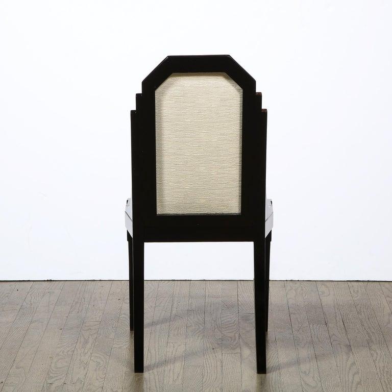Mid-20th Century Set of 8 Art Deco Skyscraper Style Machine Age Black Lacquer Dining Chairs