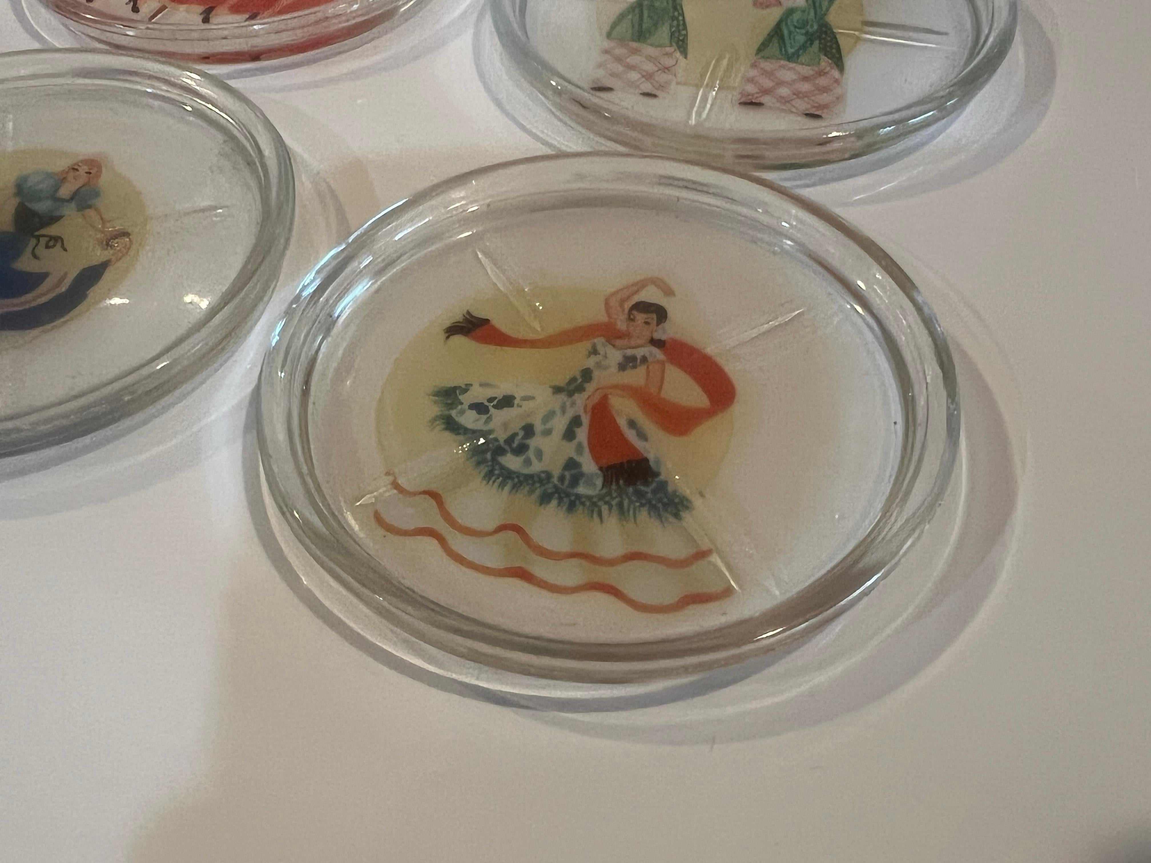 Juego de 8 Posavasos Art Decó Bailaores Flamencos Españoles en Excelente estado para la venta en San Diego, CA