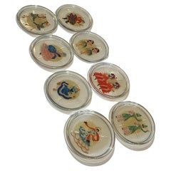 Set of 8 Art deco Spanish Flamenco Dancers Glass Coasters
