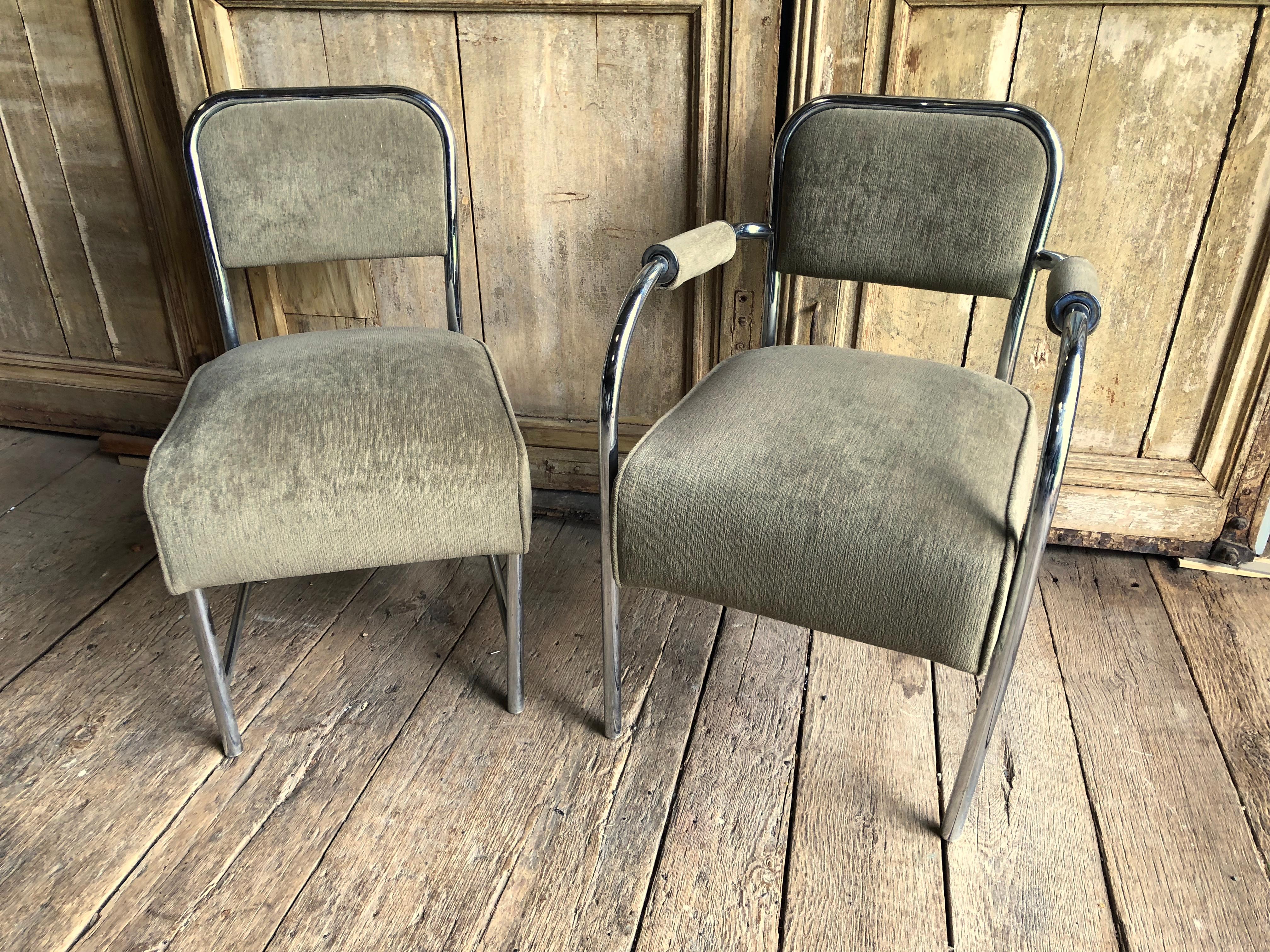 Set of 8 Art Deco Style Chrome Dining Chairs 4