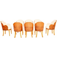 Set of 8 Art Deco Walnut Cloud Back Dining Chairs by Epstein