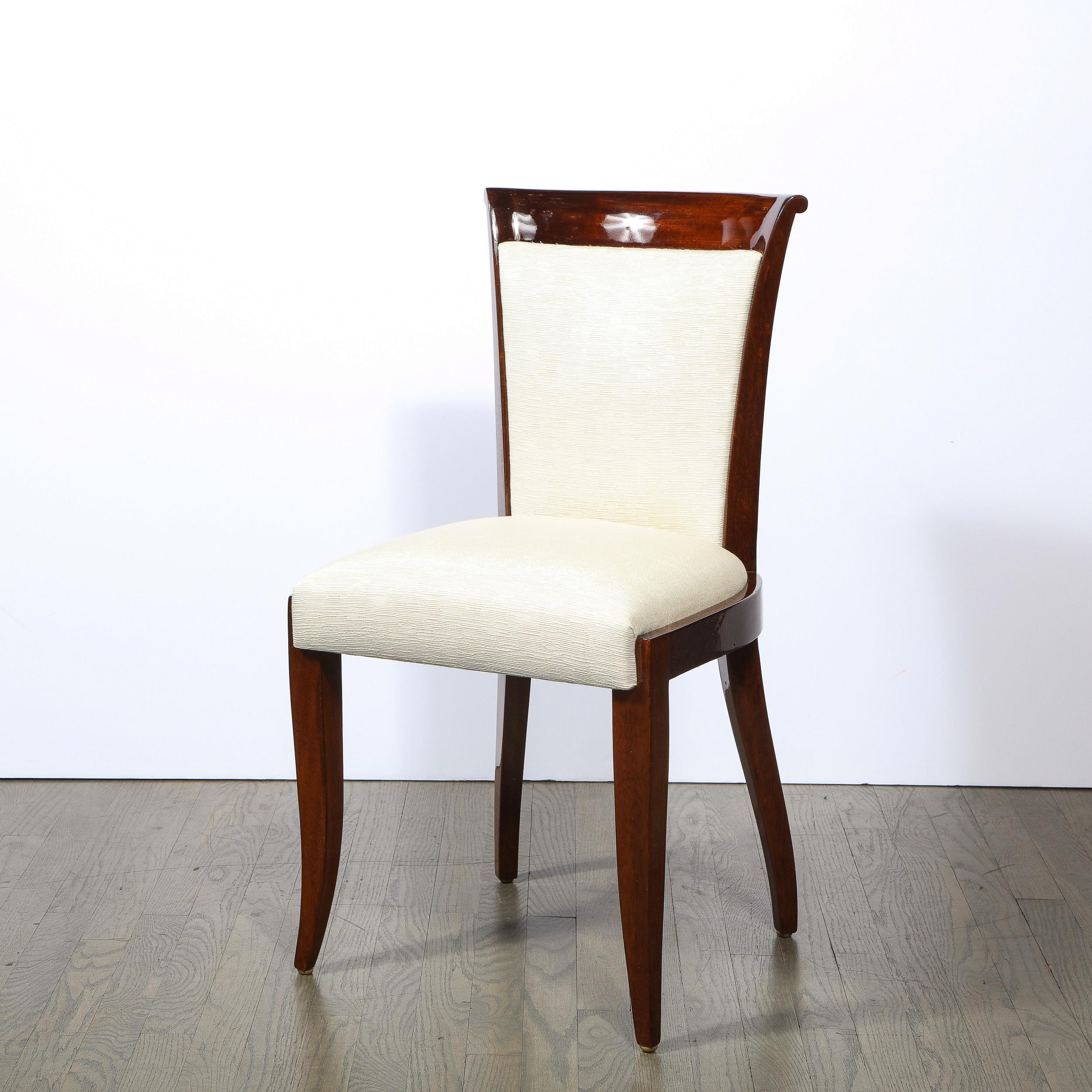 Set of 8 Art Deco Walnut Dining Chairs in Great Plains Fabric by Holly Hunt In Excellent Condition In New York, NY