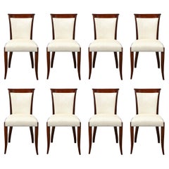 Set of 8 Art Deco Walnut Dining Chairs in Great Plains Fabric by Holly Hunt