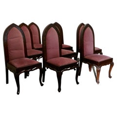 Set of 8 Arts & Crafts Gothic Rosewood Dining Chairs