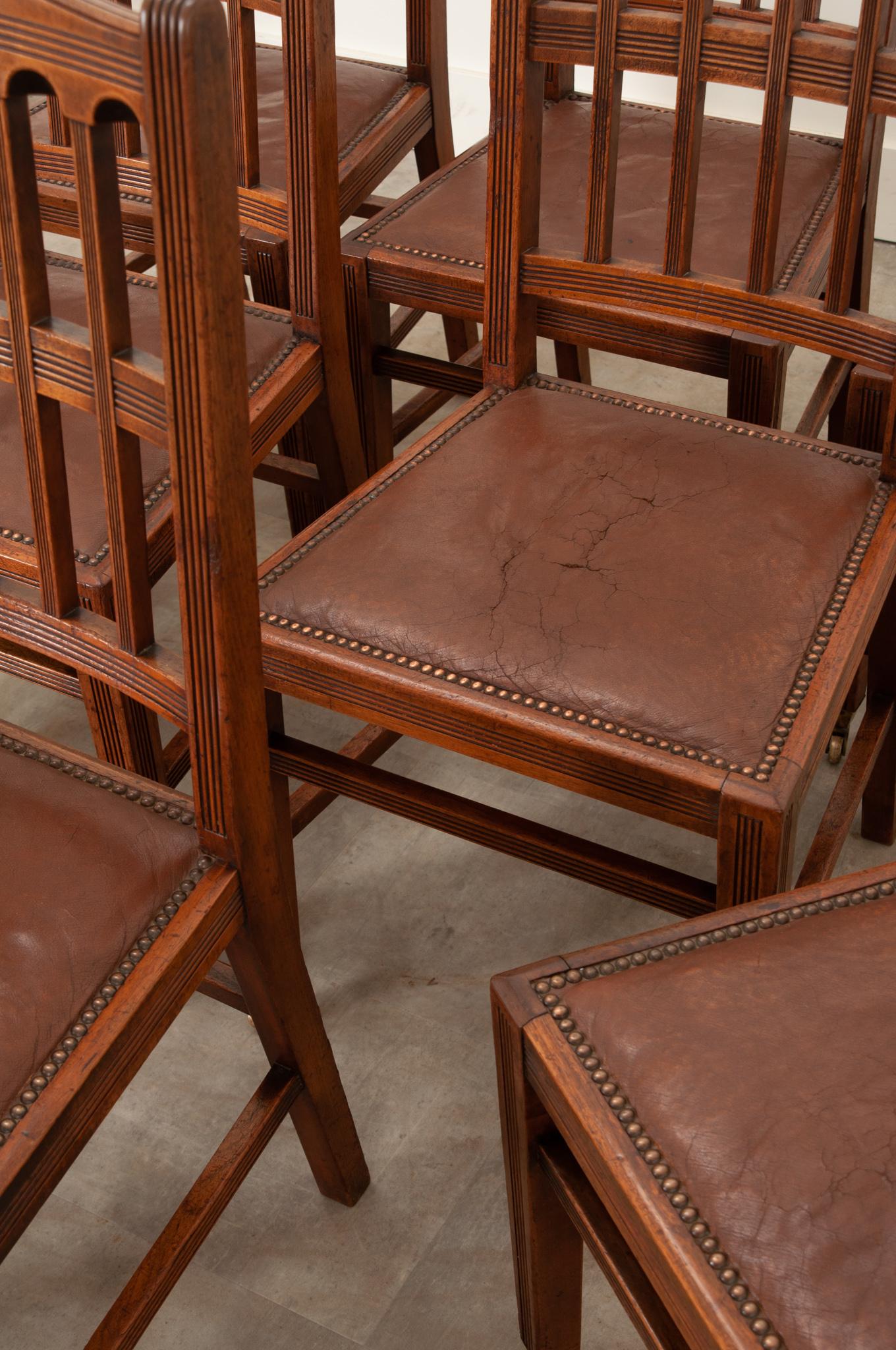Set of 8 Arts & Crafts Dining Chairs For Sale 2