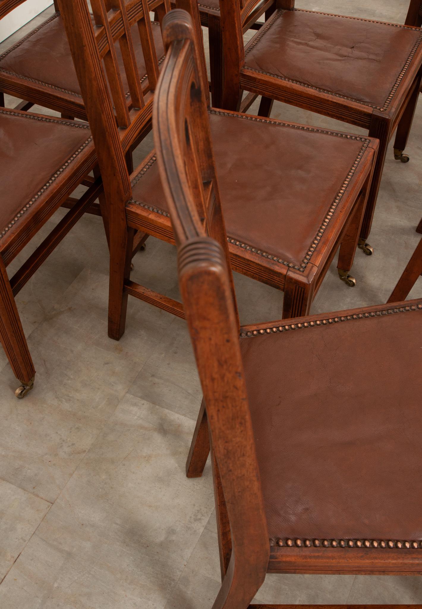 Set of 8 Arts & Crafts Dining Chairs For Sale 4