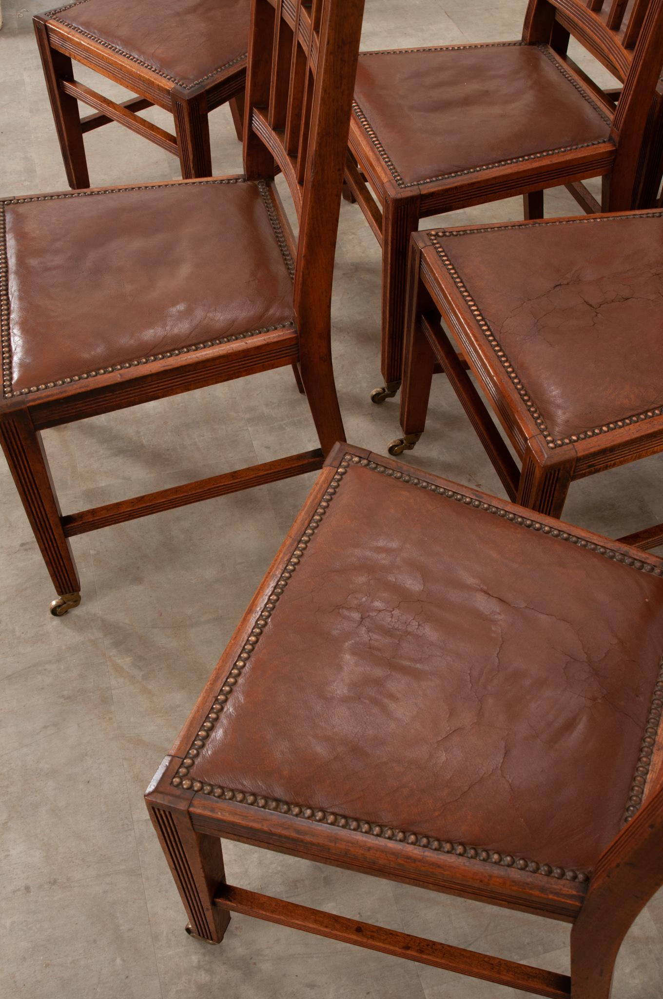 Metal Set of 8 Arts & Crafts Dining Chairs For Sale