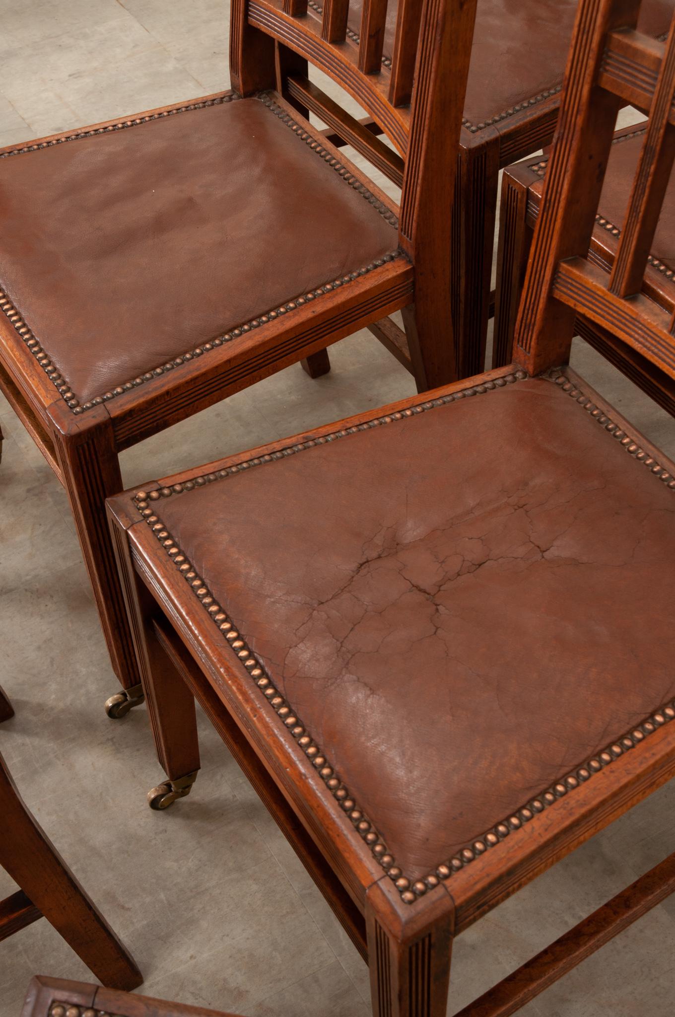 Set of 8 Arts & Crafts Dining Chairs For Sale 1