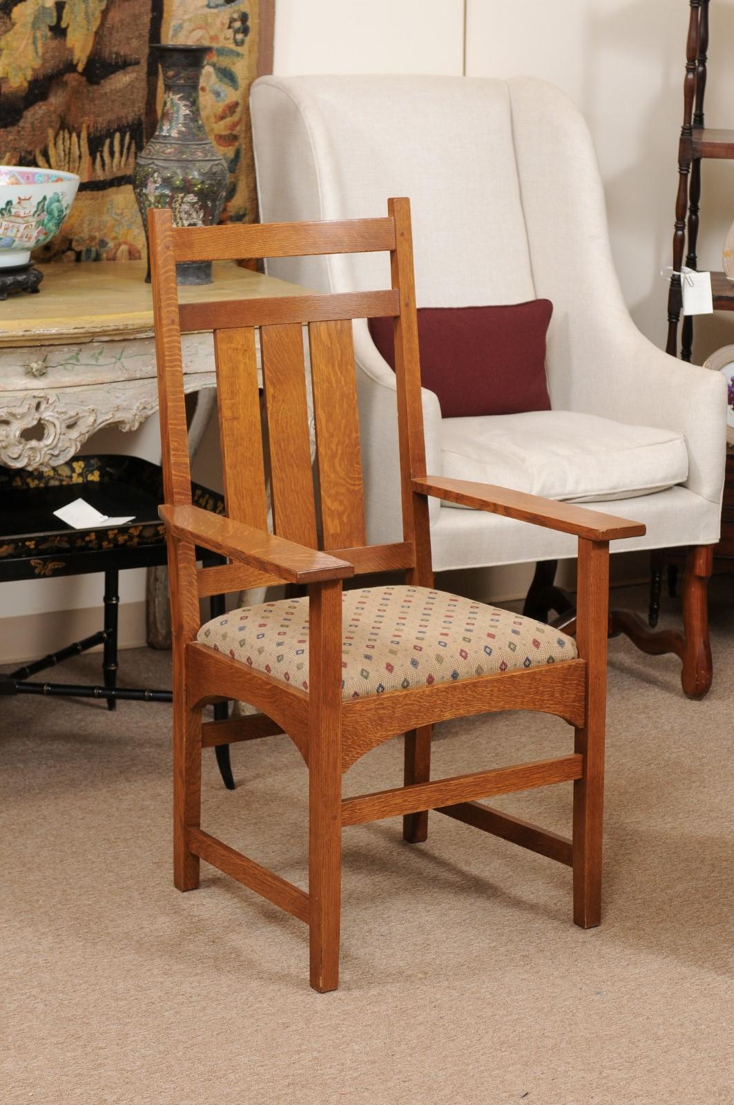 Arts and Crafts Set of 8 Arts & Crafts Stickley Mission Collection Oak Dining Chairs
