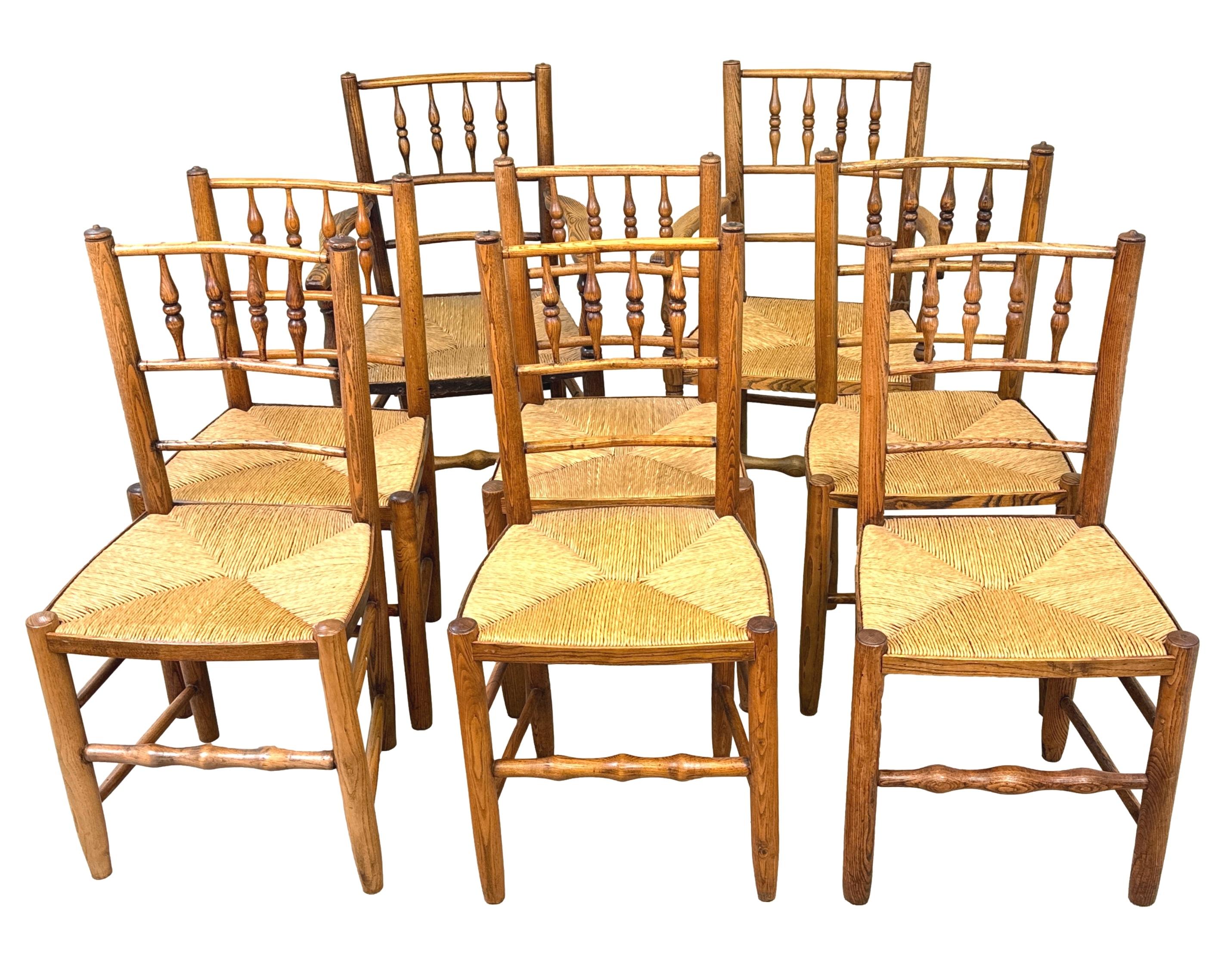 Set Of 8 Ash Farmhouse Kitchen Dining Chairs 4