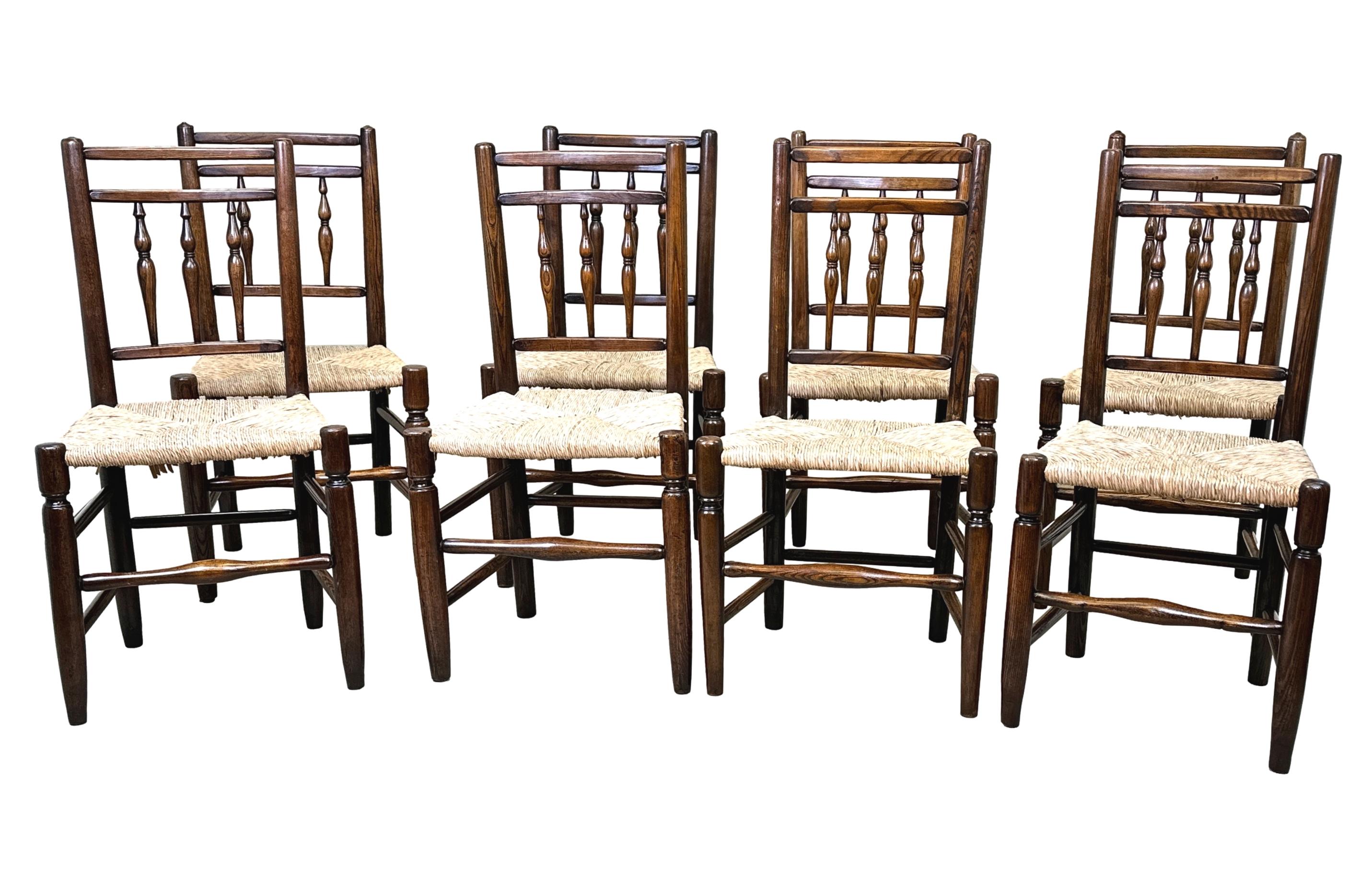 Set of 8 Ash Farmhouse Kitchen Dining Chairs 5