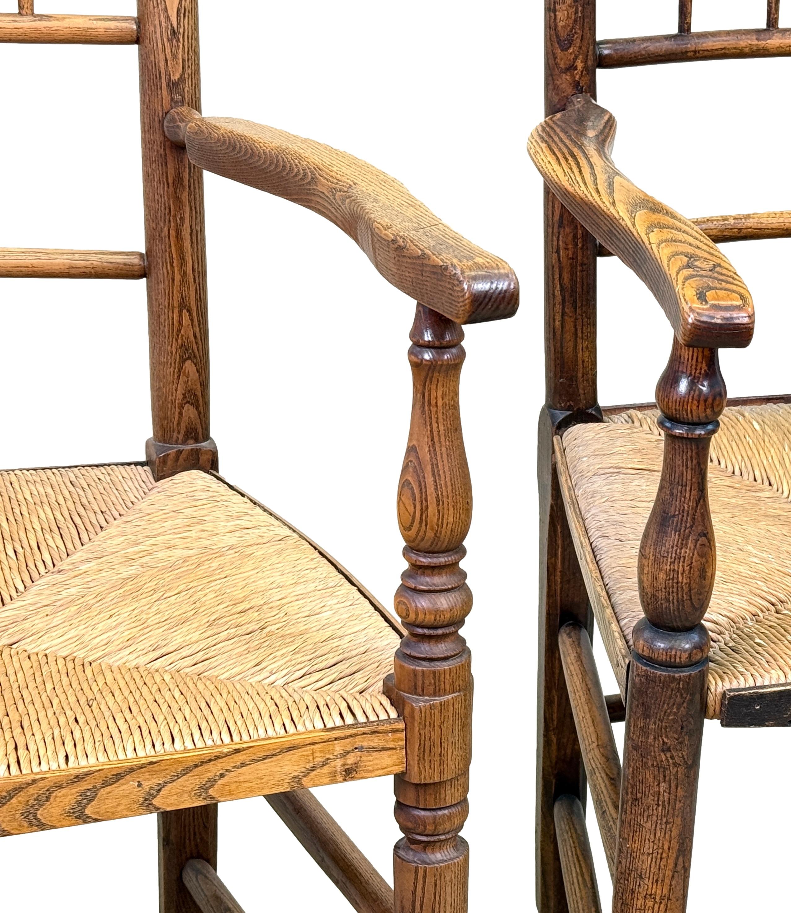 Set Of 8 Ash Farmhouse Kitchen Dining Chairs 6