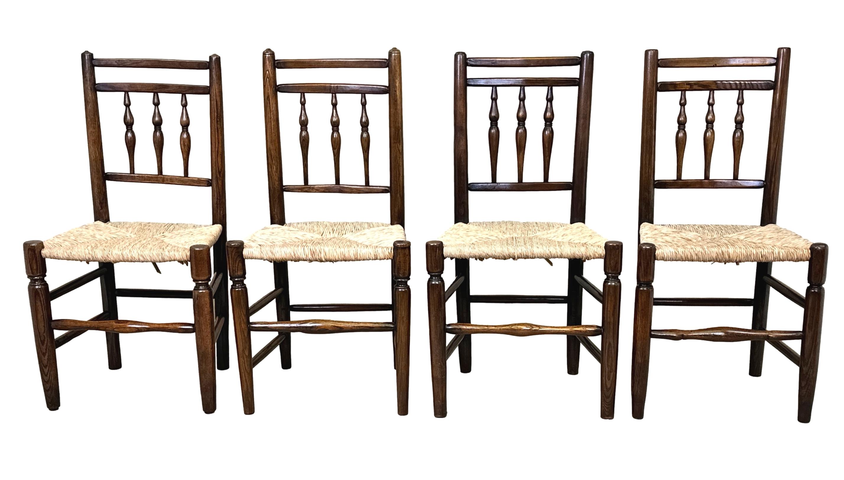 Victorian Set of 8 Ash Farmhouse Kitchen Dining Chairs