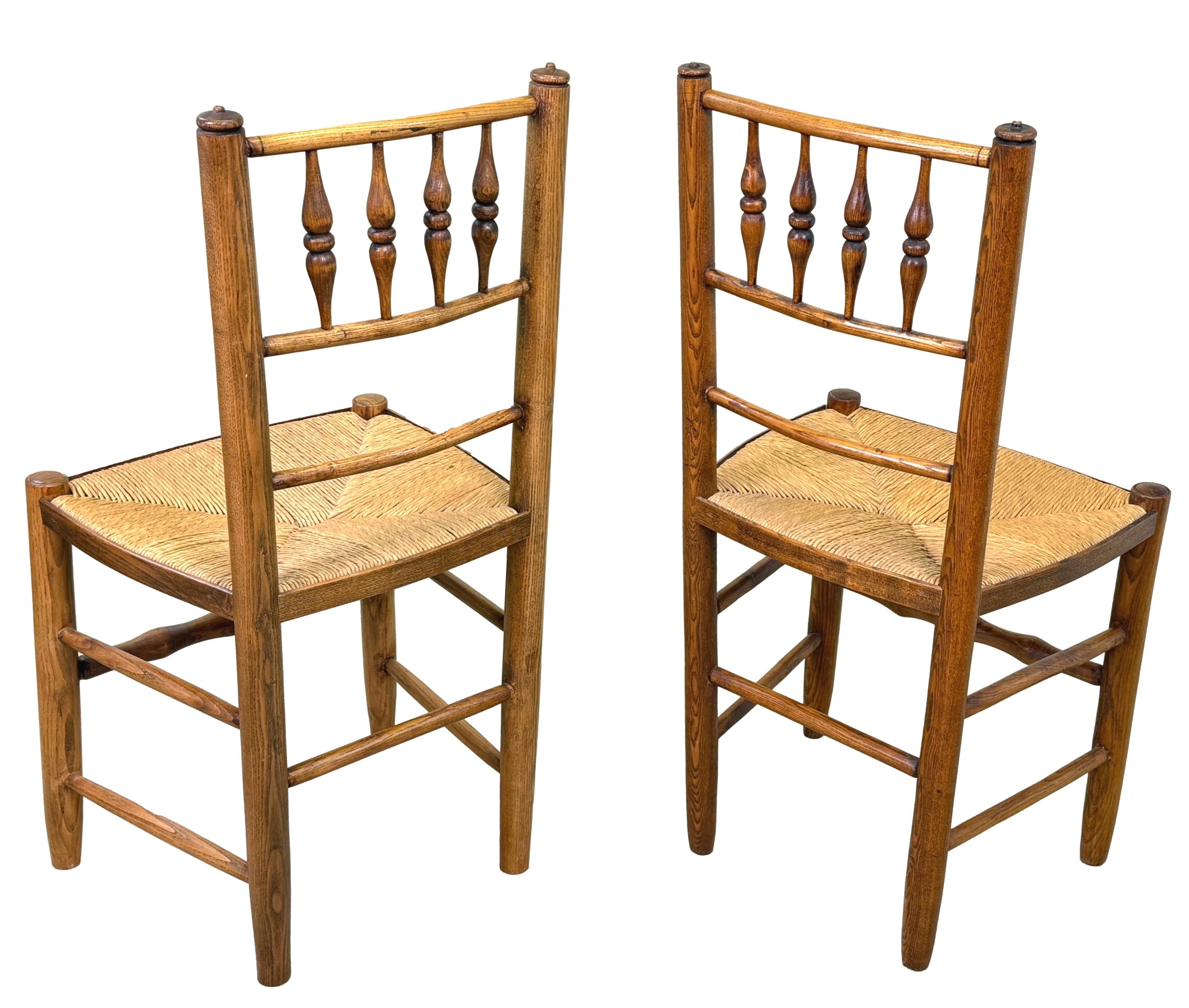 Victorian Set Of 8 Ash Farmhouse Kitchen Dining Chairs