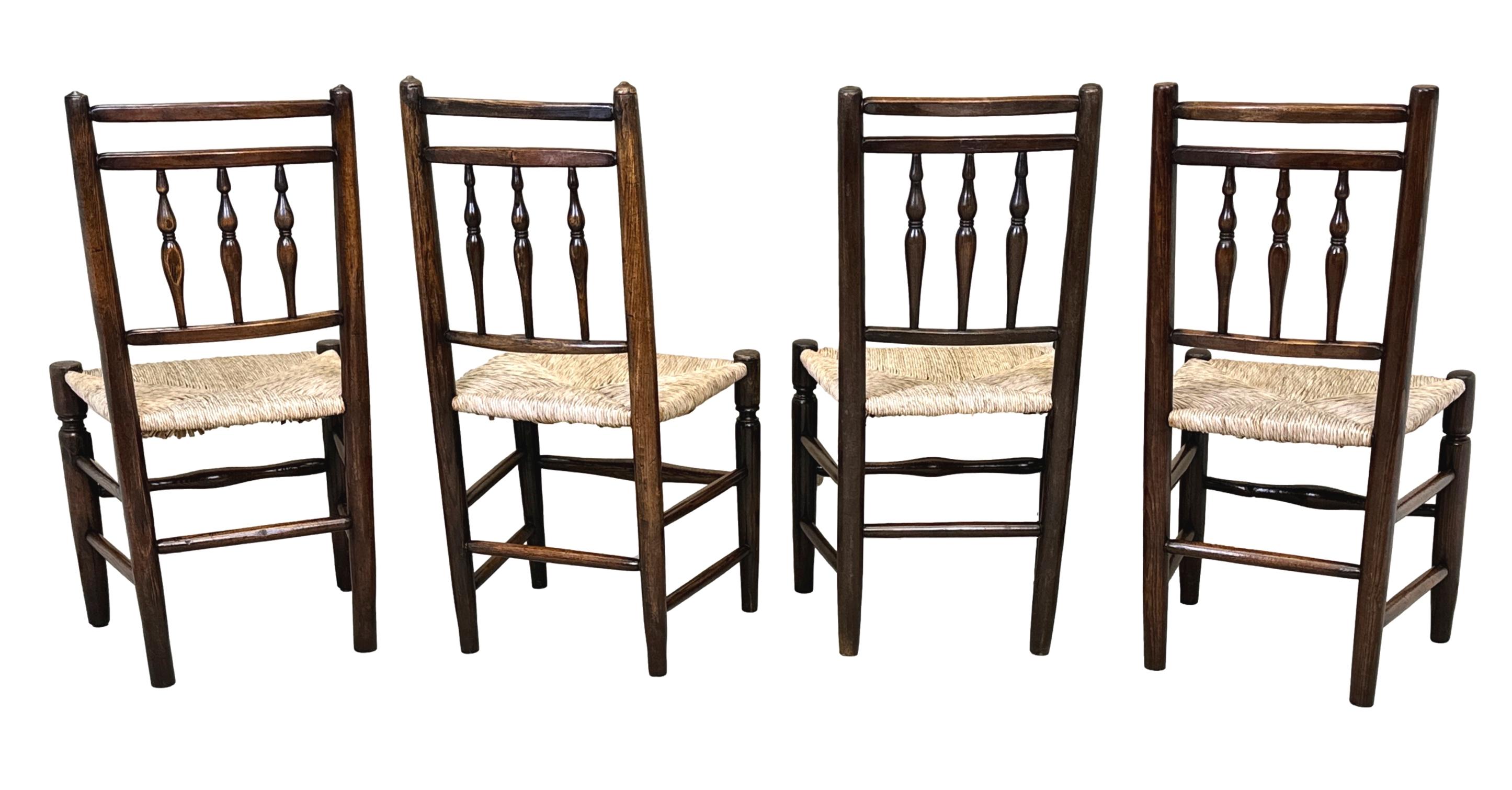 Set of 8 Ash Farmhouse Kitchen Dining Chairs In Good Condition In Bedfordshire, GB