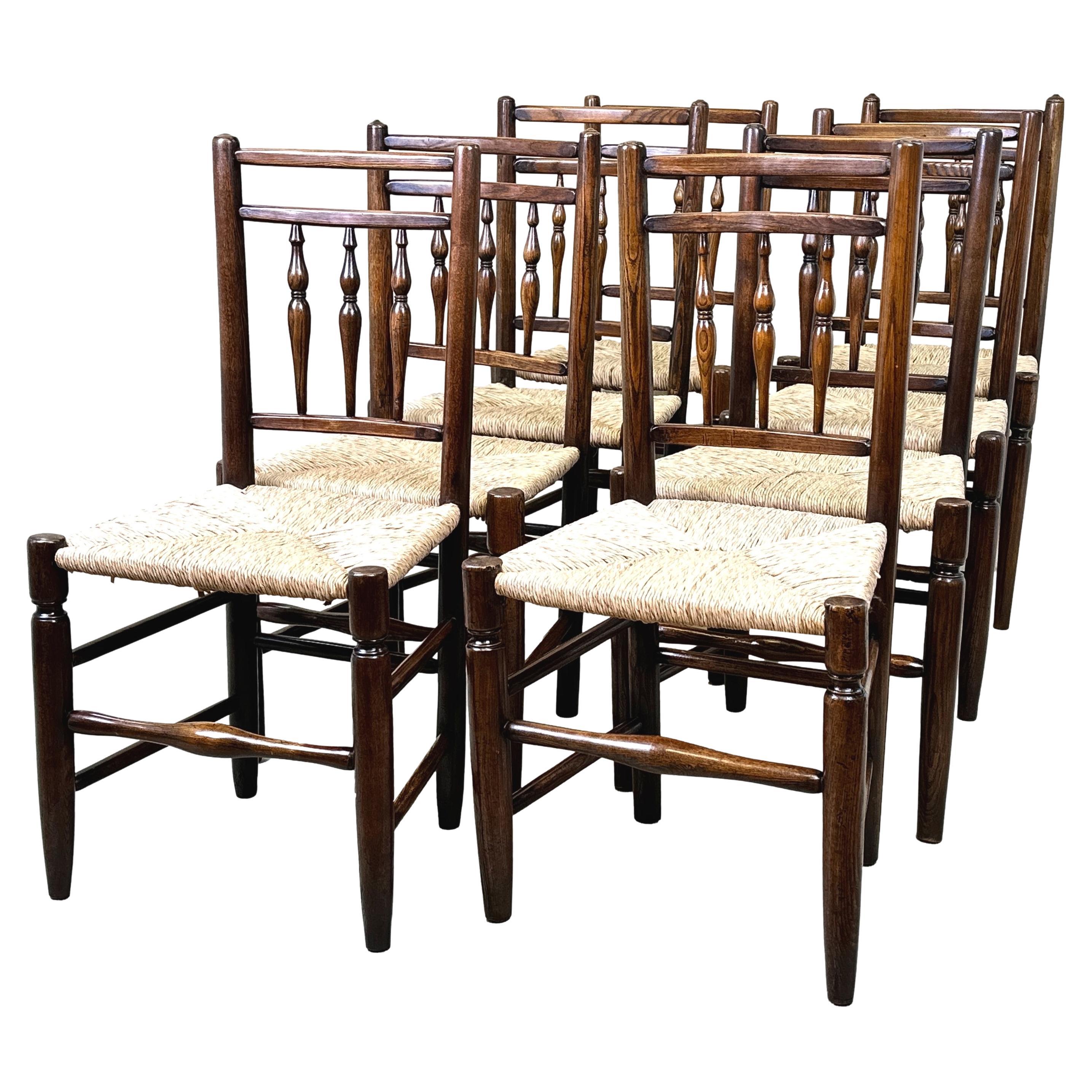 Set of 8 Ash Farmhouse Kitchen Dining Chairs