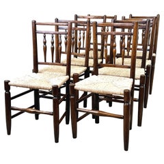 Used Set of 8 Ash Farmhouse Kitchen Dining Chairs
