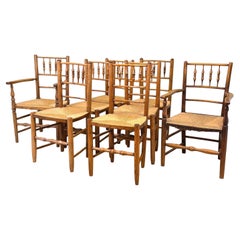 Set Of 8 Ash Farmhouse Kitchen Dining Chairs