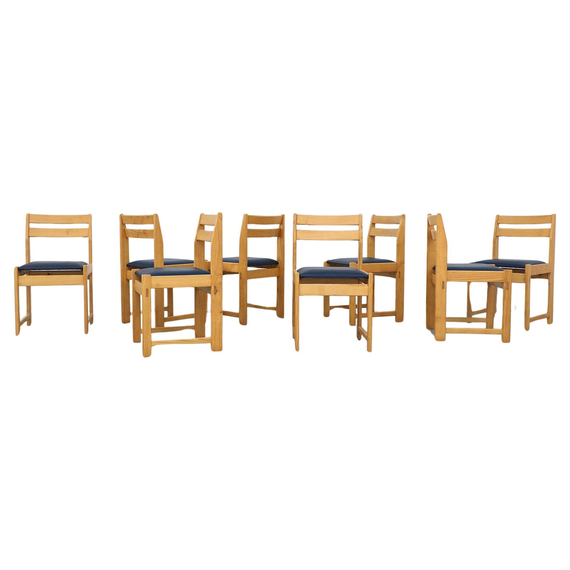 Ensemble de 8 chaises de salle à manger Ate van Apeldoorn en chêne à dossier en échelle pour Houtwerk Hattem