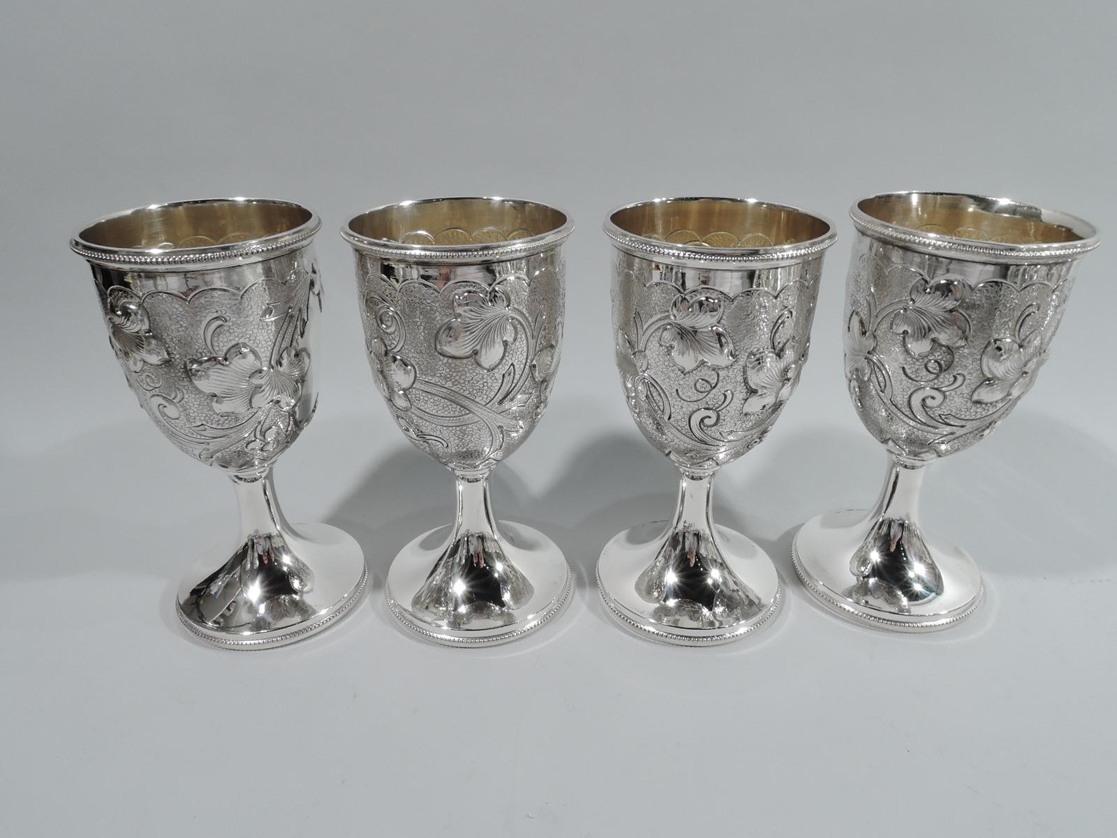 Set of 8 Austrian Art Nouveau Silver Goblets In Excellent Condition In New York, NY