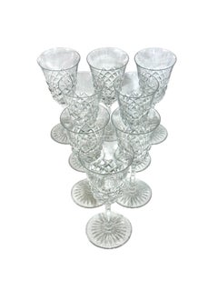 Set of 8 Baccarat "Burgos" Cut Crystal Glasses, France 20th Century
