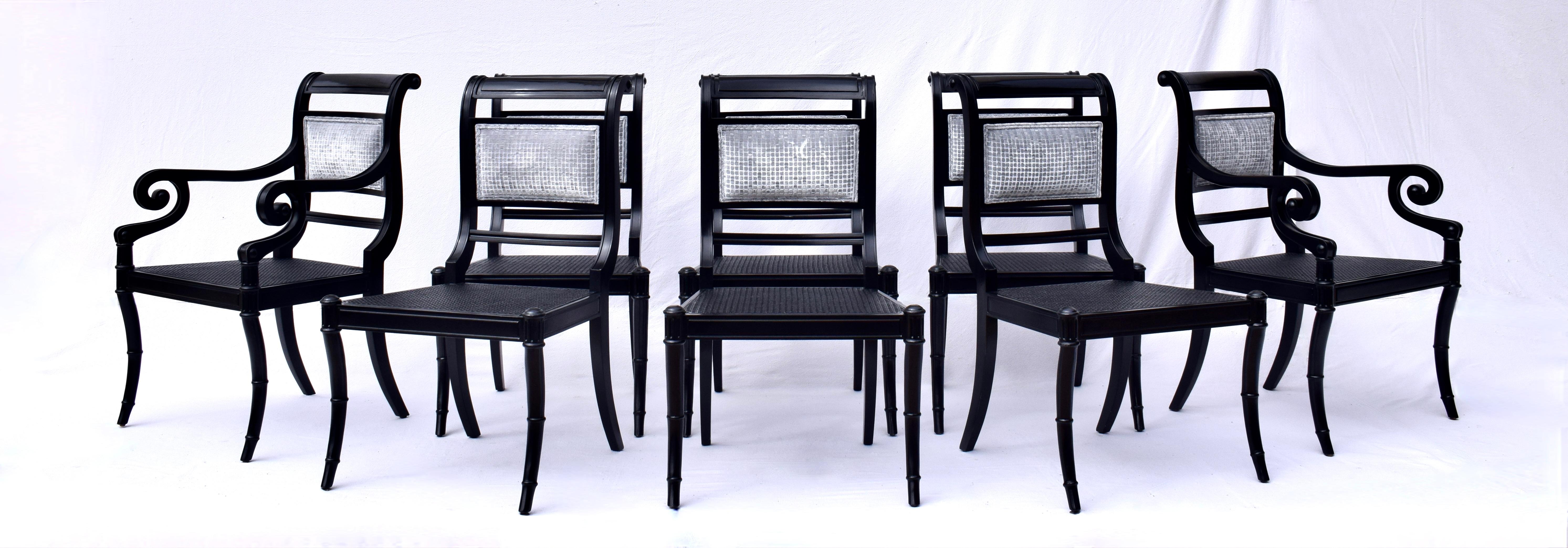 Americano Set di 8 sedie da pranzo Baker in stile Regency in vendita