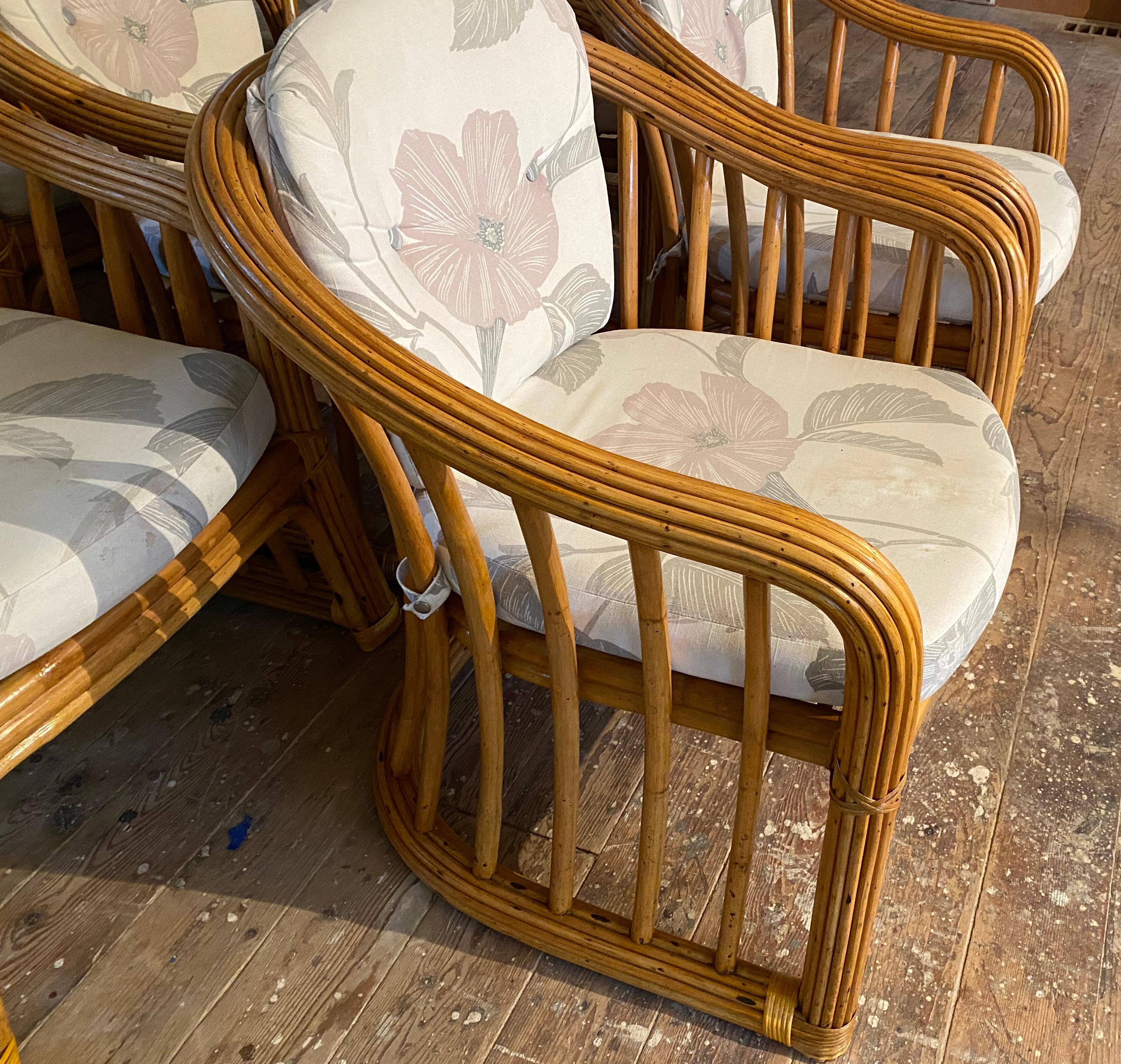 Organico moderno Set di 8 sedie da pranzo in rattan di bambù in vendita