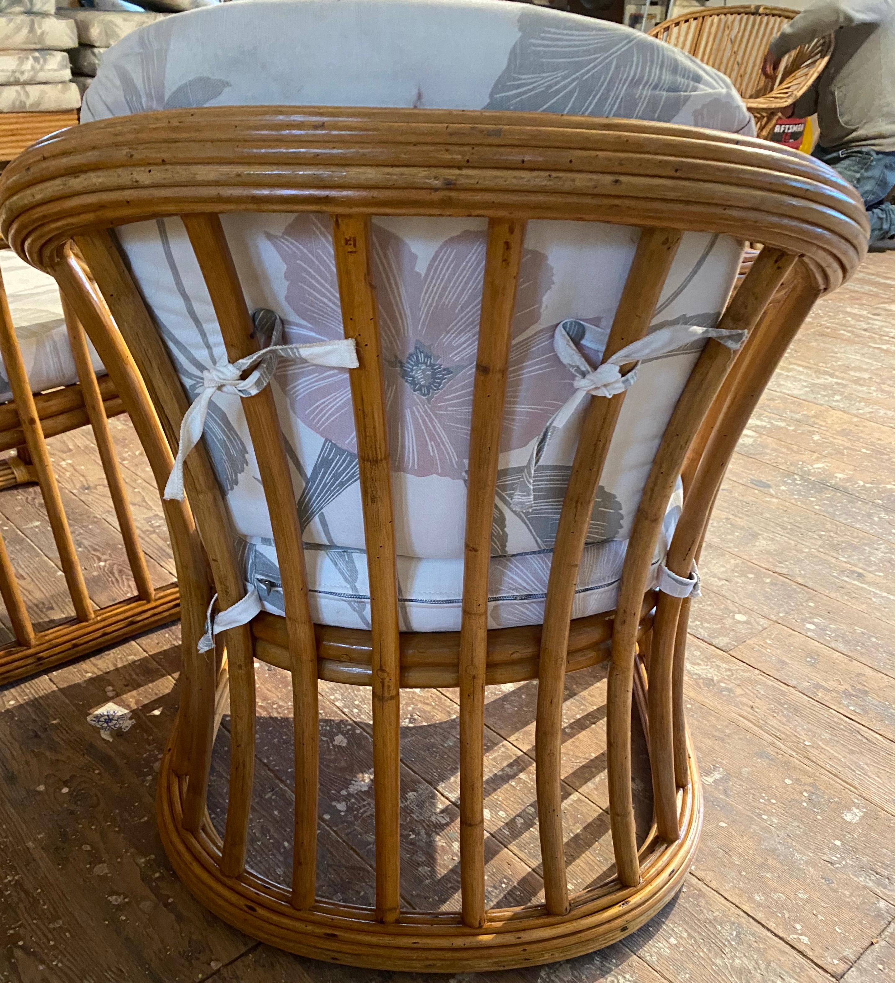 North American Set of 8 Bamboo Rattan Dining Chairs For Sale