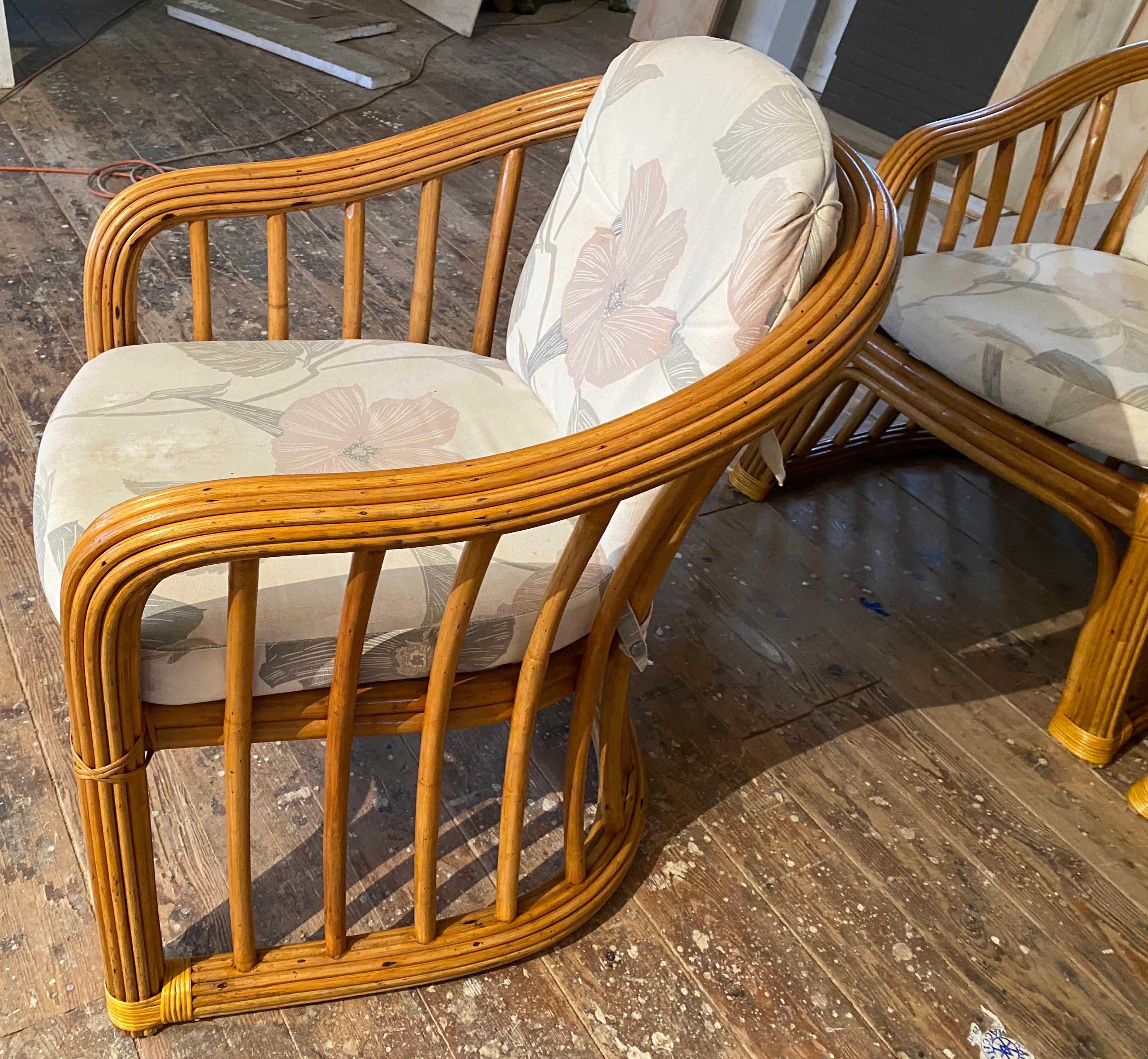 Set of 8 Bamboo Rattan Dining Chairs In Good Condition For Sale In Sheffield, MA