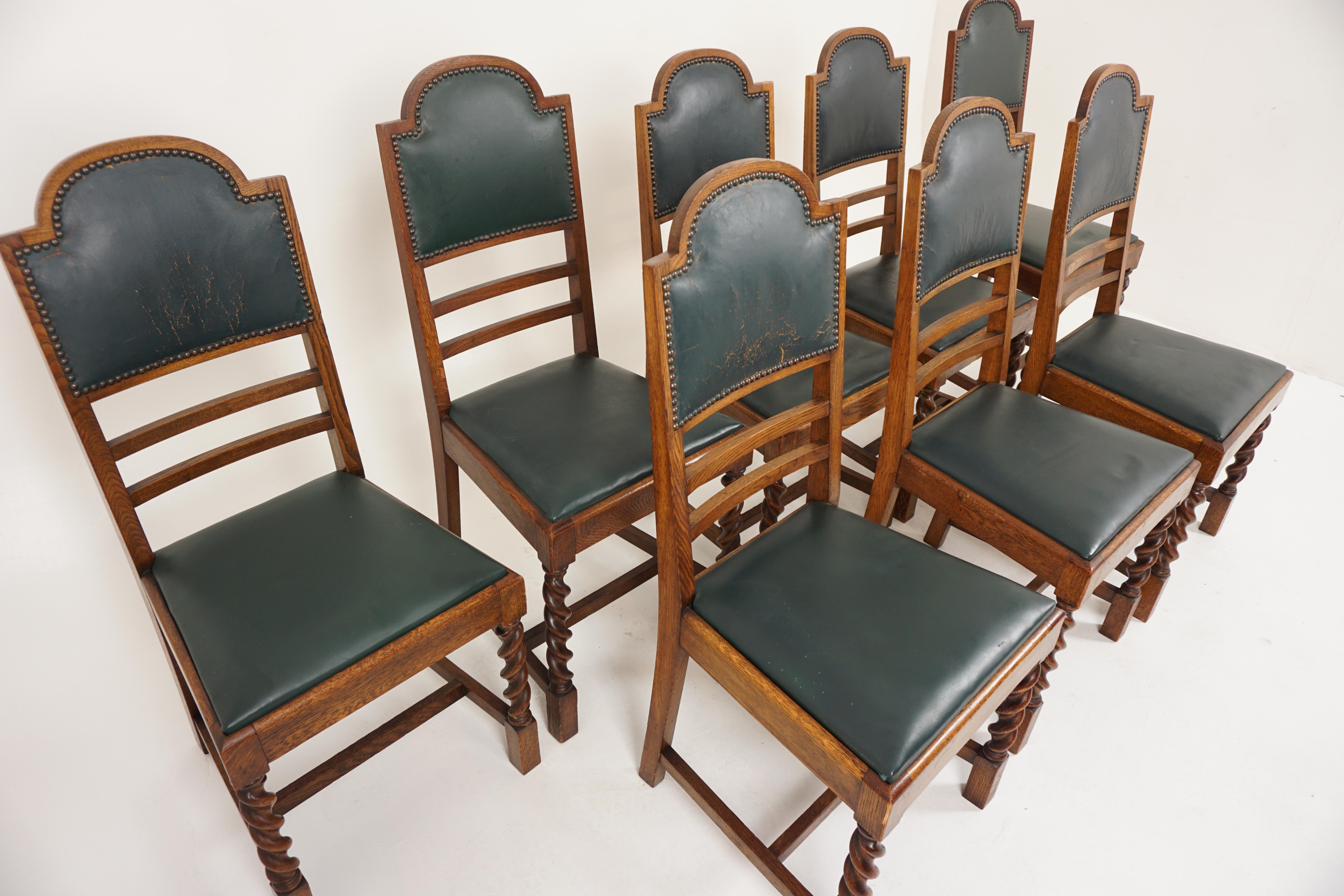 French Set of 8 Barley Twist Dining Chairs, Scotland 1910, H703
