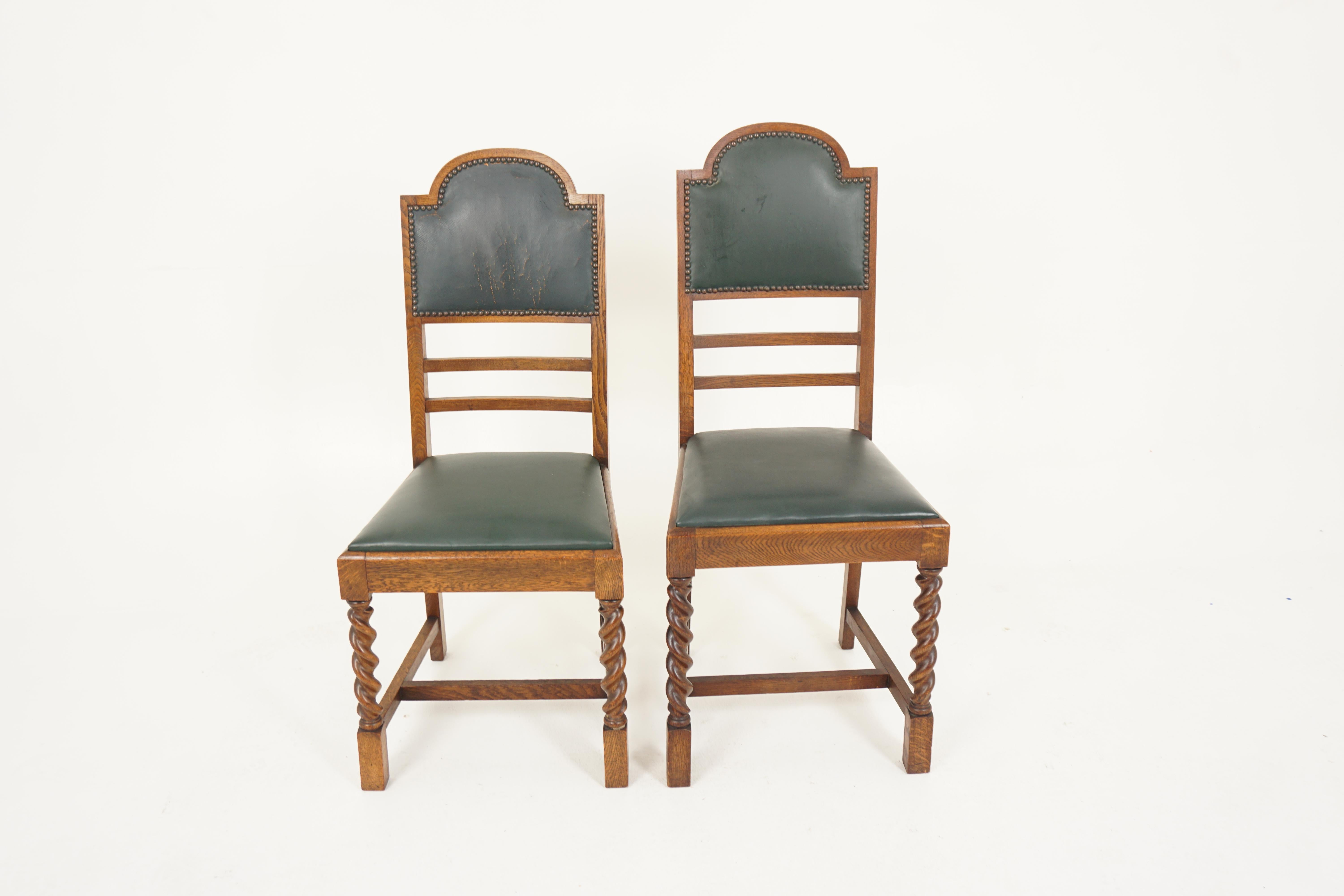 Set of 8 Barley Twist Dining Chairs, Scotland 1910, H703 In Good Condition In Vancouver, BC
