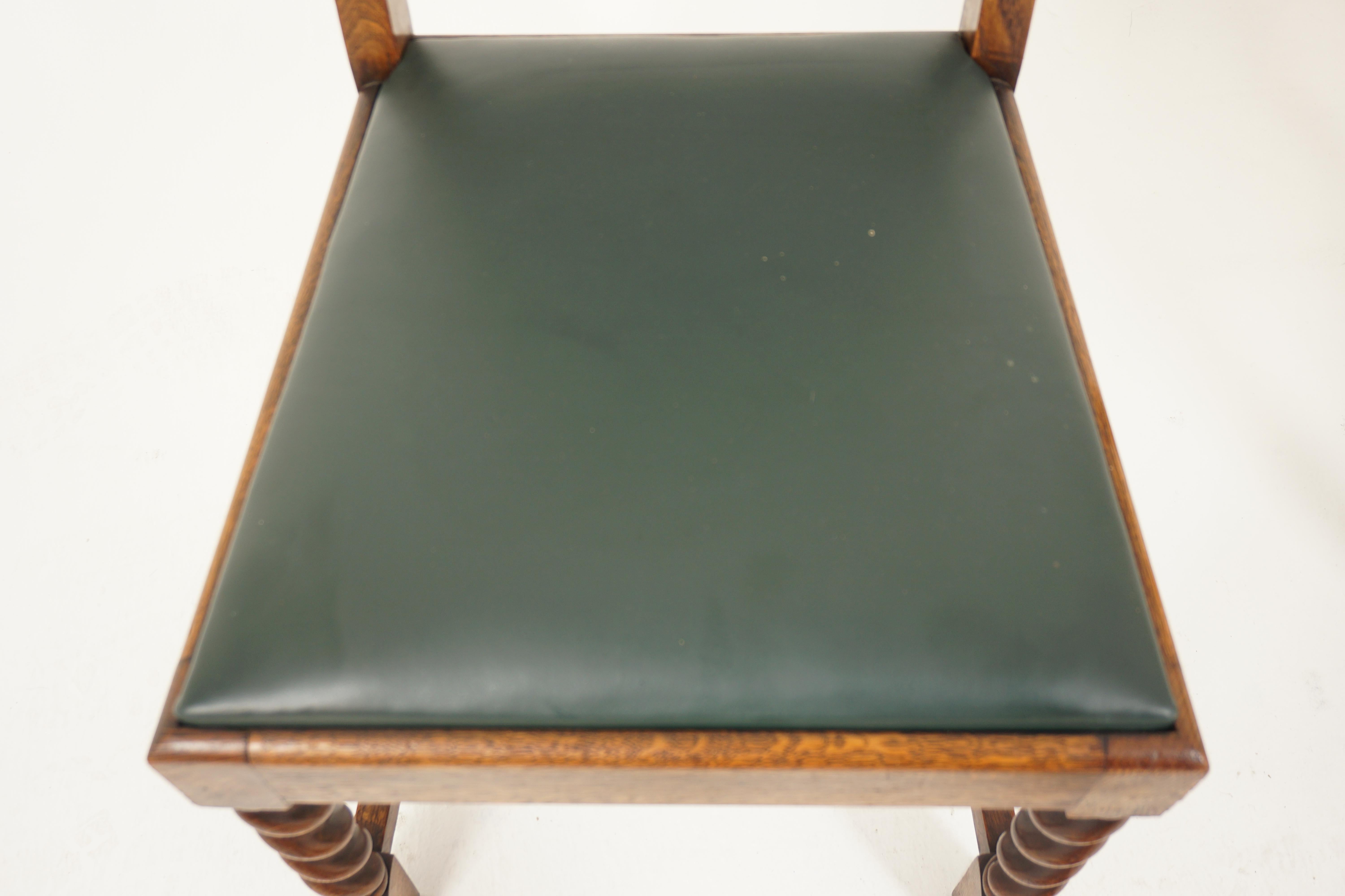 Oak Set of 8 Barley Twist Dining Chairs, Scotland 1910, H703