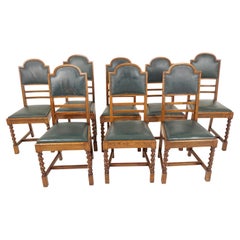 Antique Set of 8 Barley Twist Dining Chairs, Scotland 1910, H703
