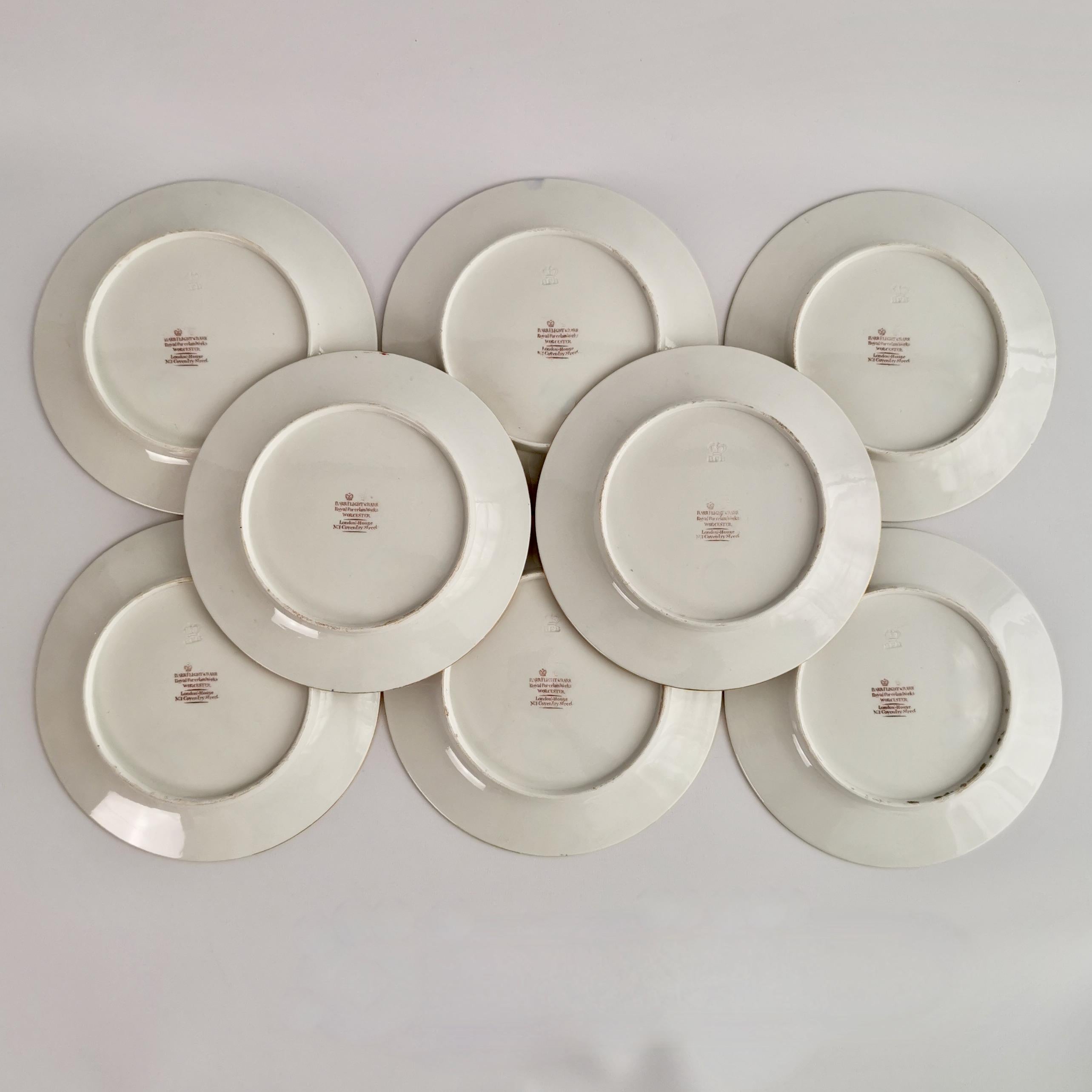 Set of 8 Barr Flight & Barr Porcelain Plates, Imari Fence, Regency, 1811-1813 For Sale 6