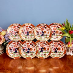 Set of 8 Barr Flight & Barr Porcelain Plates, Imari Fence, Regency, 1811-1813
