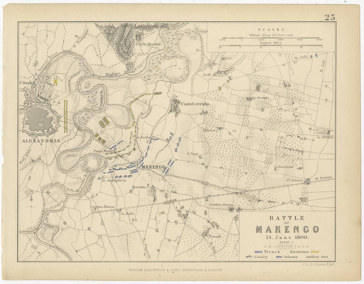Set of 8 Battle Plans, Rivoli, Arcole, Mantua, Marengo, Hohenlinden, 1852