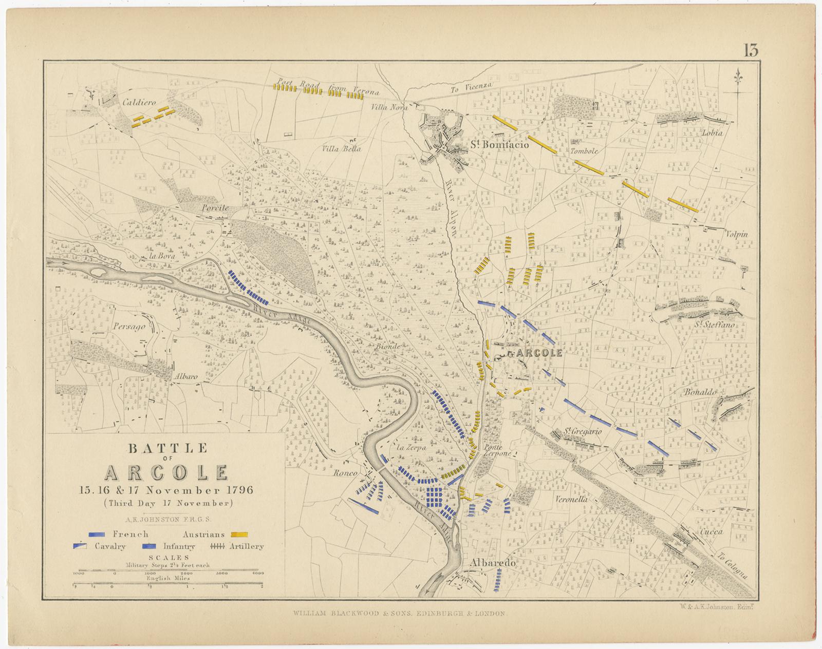 Conjunto de 8 Planos de Batalla, Rivoli, Arcole, Mantua, Marengo, Hohenlinden, 1852 Papel en venta