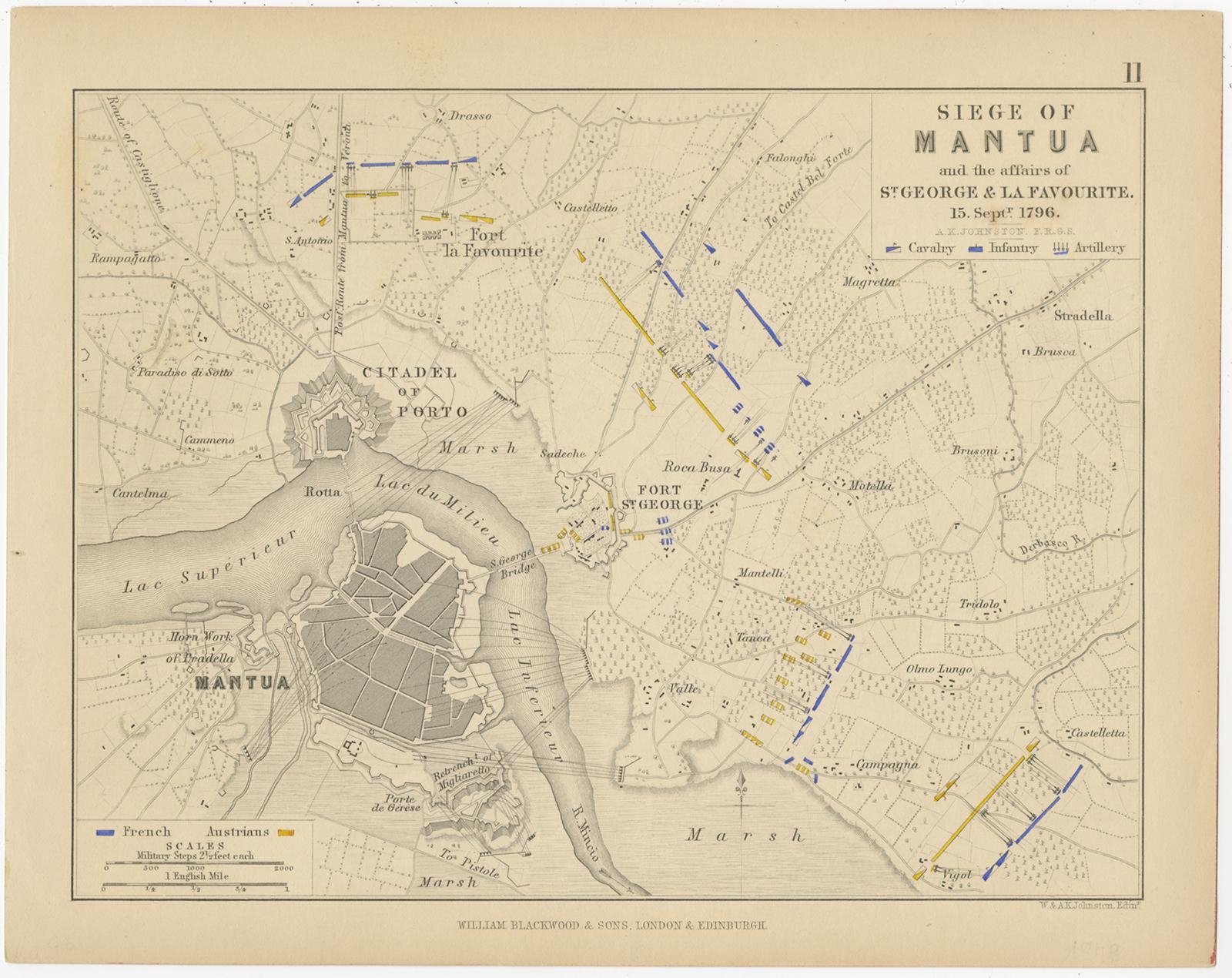 19th Century Set of 8 Battle Plans, Rivoli, Arcole, Mantua, Marengo, Hohenlinden, 1852 For Sale