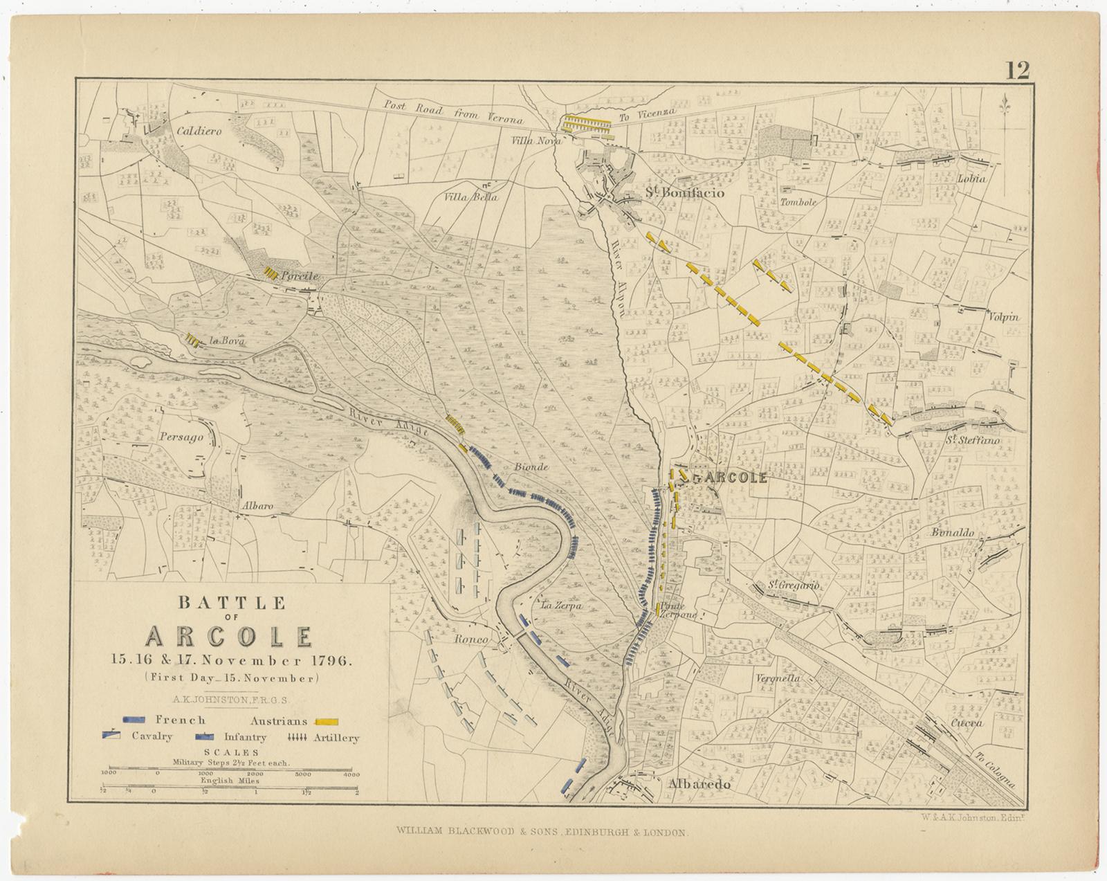 Conjunto de 8 Planos de Batalla, Rivoli, Arcole, Mantua, Marengo, Hohenlinden, 1852 en venta 2