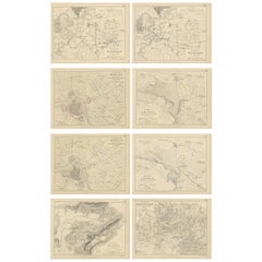 Set of 8 Battle Plans, Rivoli, Arcole, Mantua, Marengo, Hohenlinden, 1852
