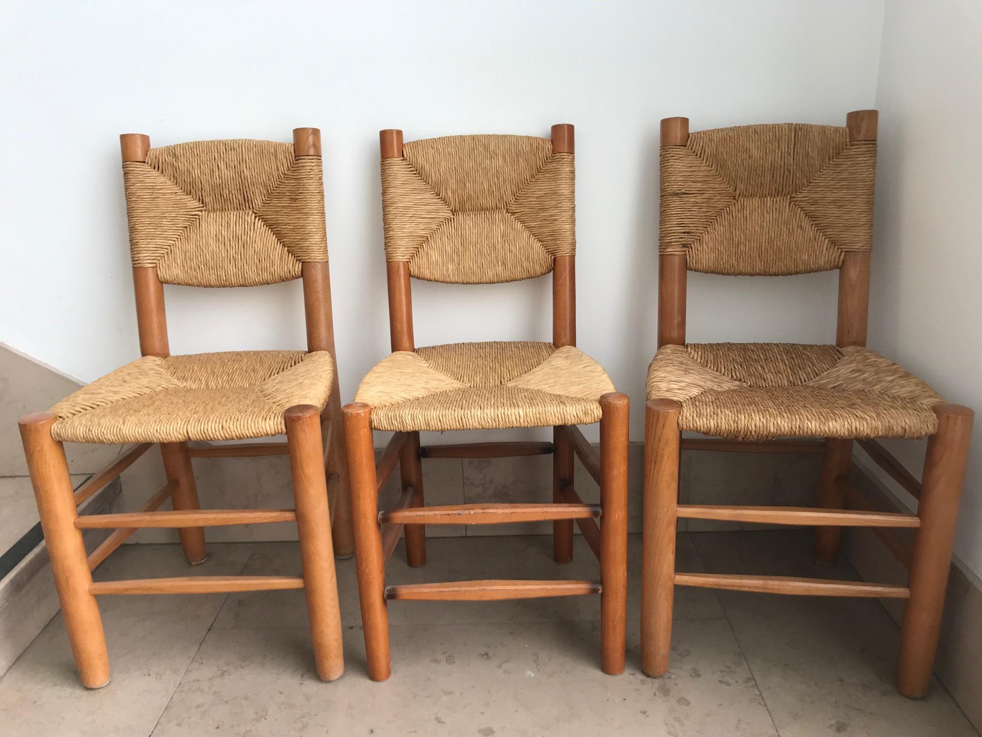 Set of 8 Bauche Model n°19 Chairs by Charlotte Perriand, France, 1950s 1