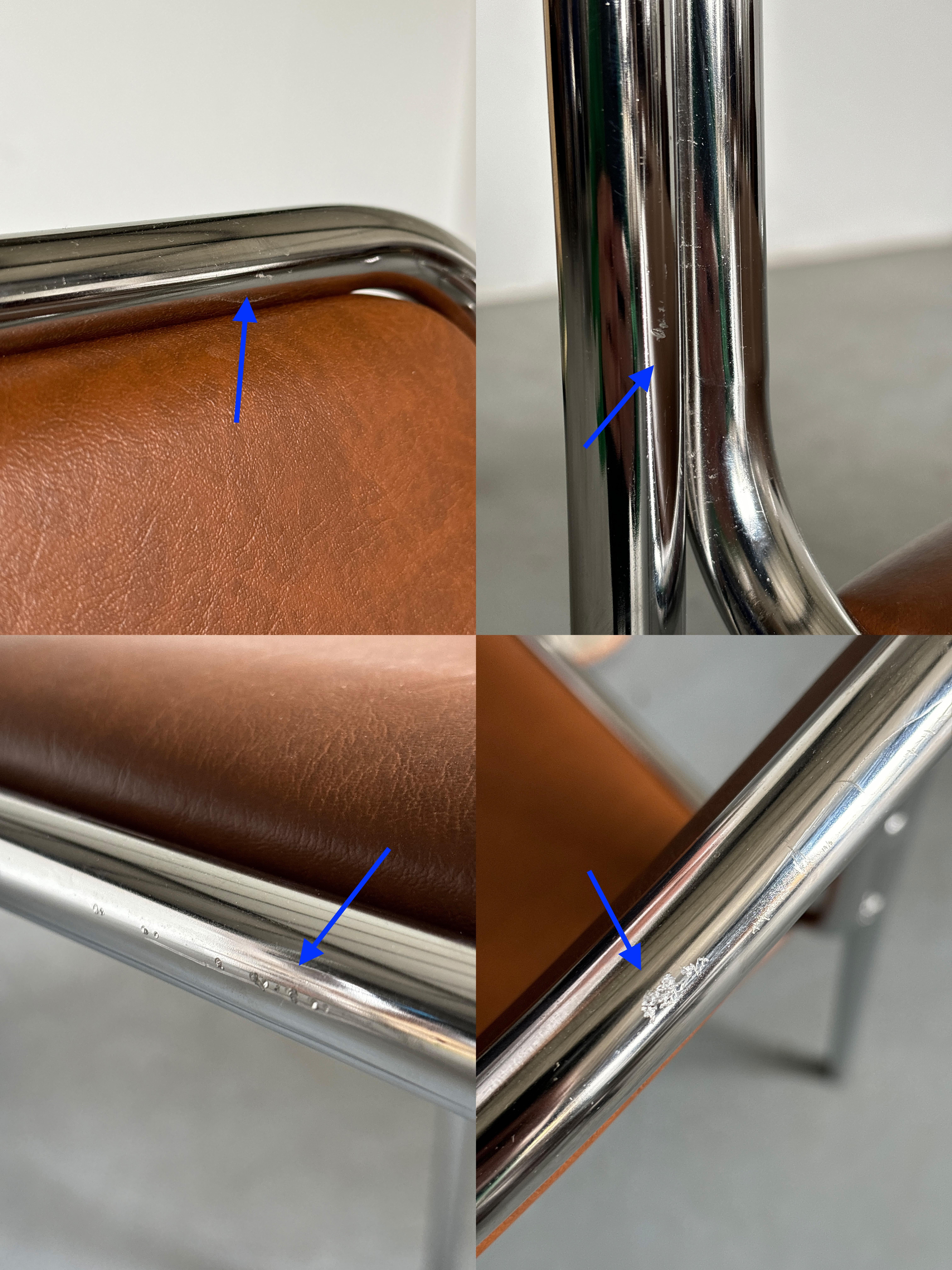 Set of 8 Bauhaus Chrome Tubular Steel and Brown Faux Leather Dining Chairs, 80s For Sale 6