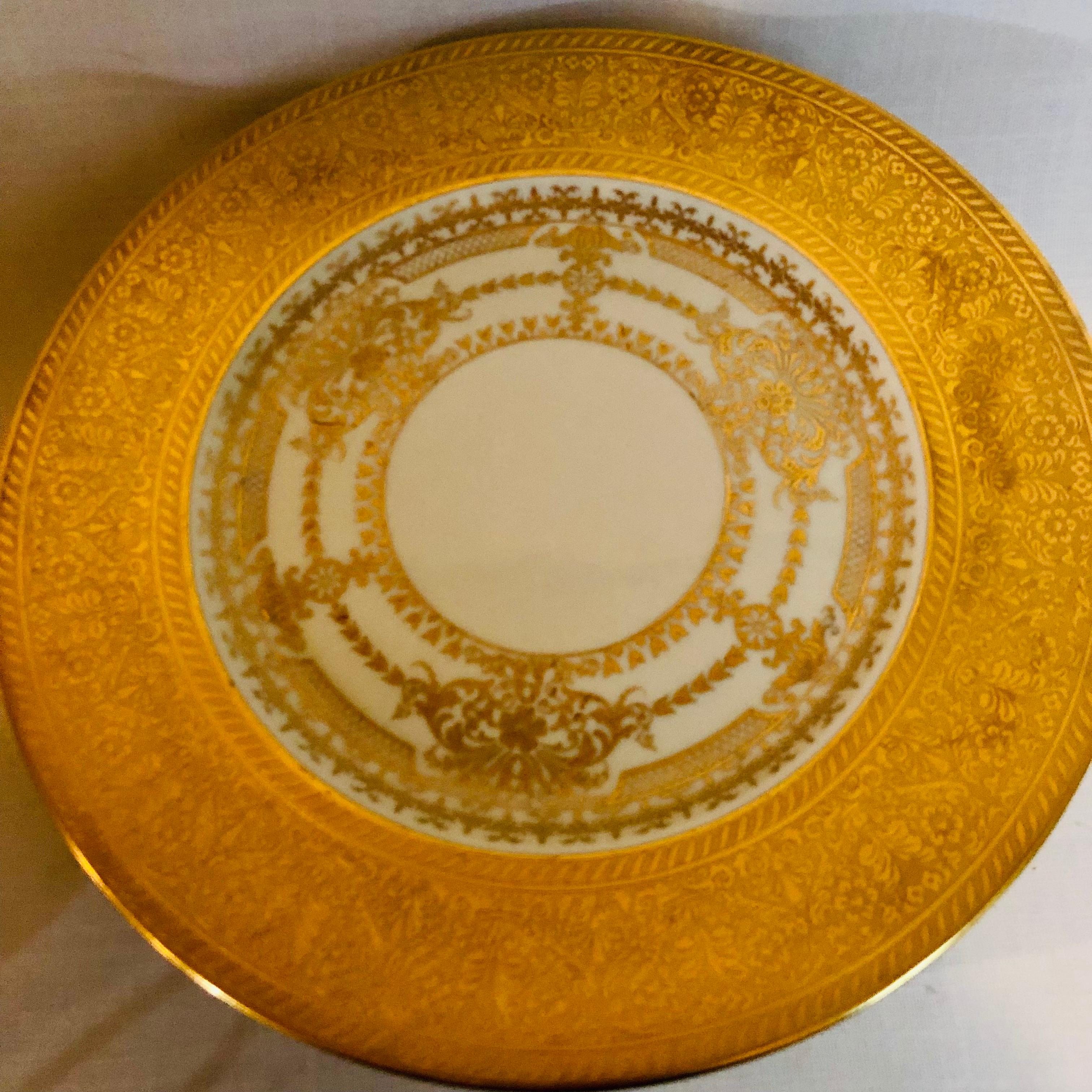 Set of 8 Bavarian Service Plates with Thick Border of Gold Embossed Decoration 1