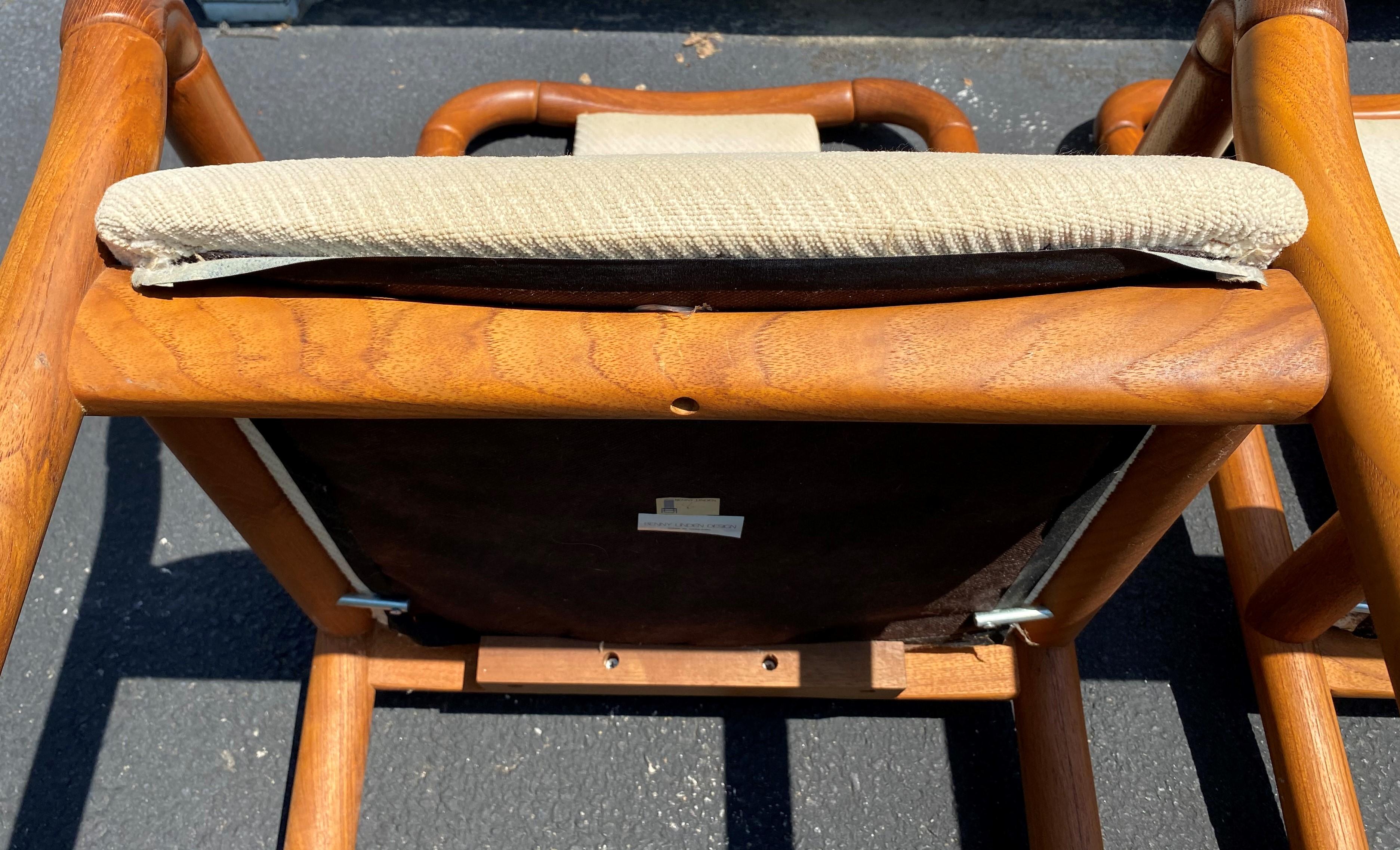 20th Century Set of 8 Benny Linden Danish Modern Teak Upholstered Dining Chairs