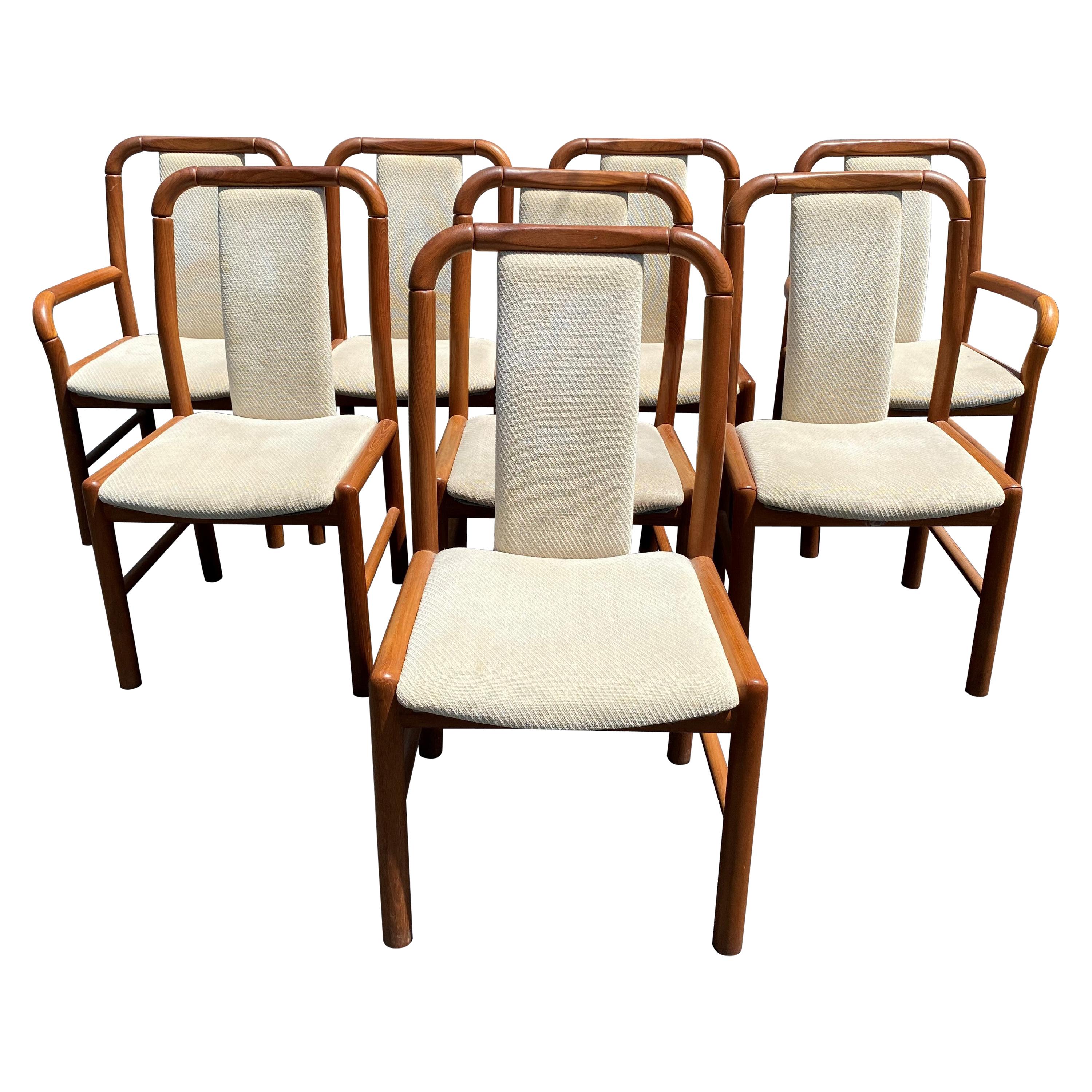 Set of 8 Benny Linden Danish Modern Teak Upholstered Dining Chairs