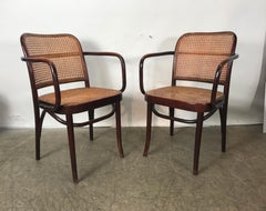Set of 8 Bentwood and Cane Josef Hoffmann Prague Chairs FMG Poland, Thonet