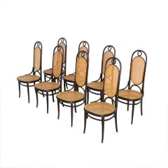 Set of 8 Bentwood Dining Chairs, Thonet Mod. 207R - Long John