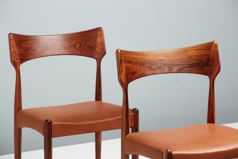 Set of 8 Bernard Petersen Rosewood Dining Chairs, C1960s For Sale at