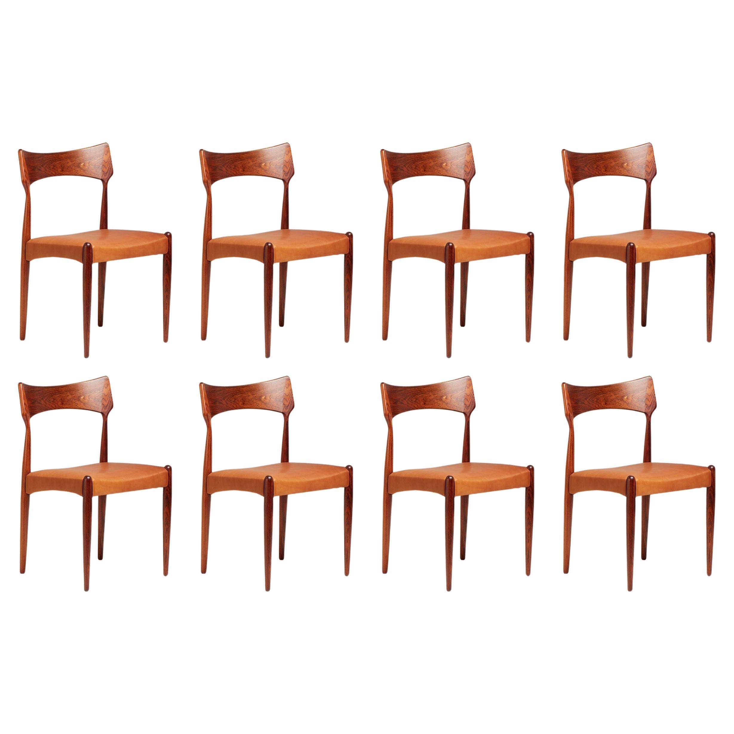 Ensemble de 8 chaises de salle à manger Bernard Petersen en bois de rose, années 1960