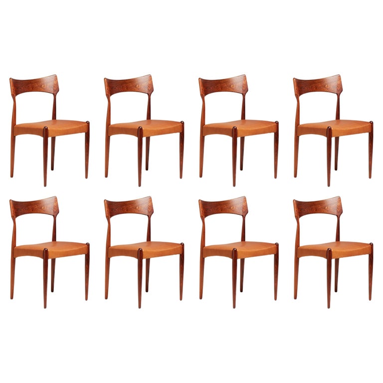 Set of 8 Bernard Petersen Rosewood Dining Chairs, C1960s For Sale at
